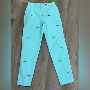 Vineyard Vines Club Pant 32W 32L Blue Embroidered Airplane Pattern Chinos